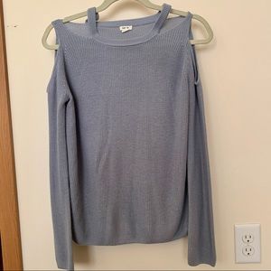 Garage Open Cold Shoulder Blue Sweater